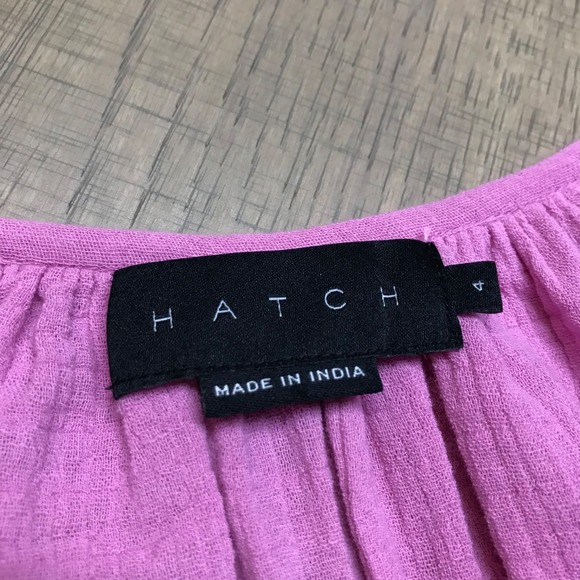 Hatch Romper Maternity Womens Size 4 or XL Pink Katia Gauzy Pockets Long Sleeve - Picture 4 of 13